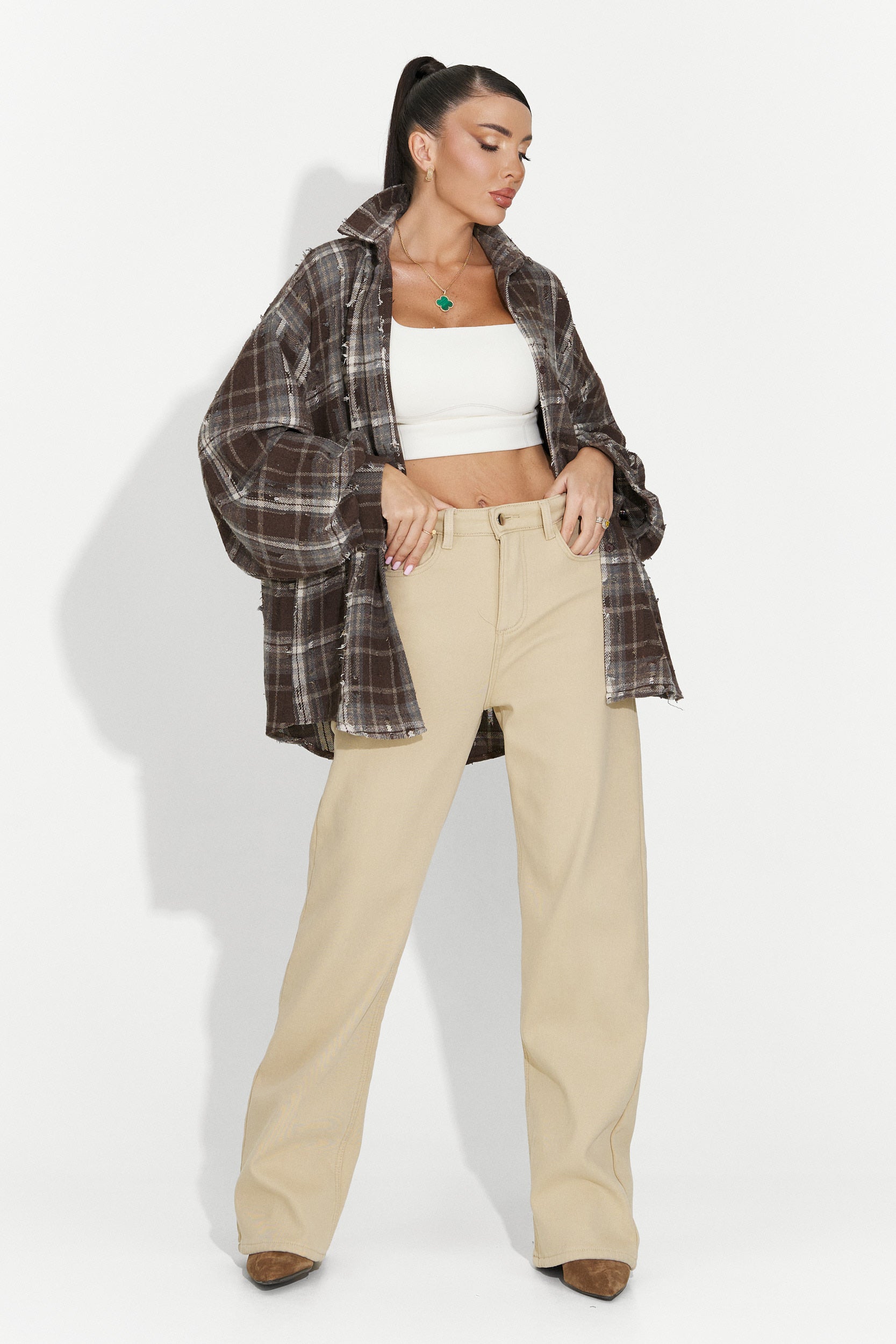 Blugi dama casual bej Hetie Bogas