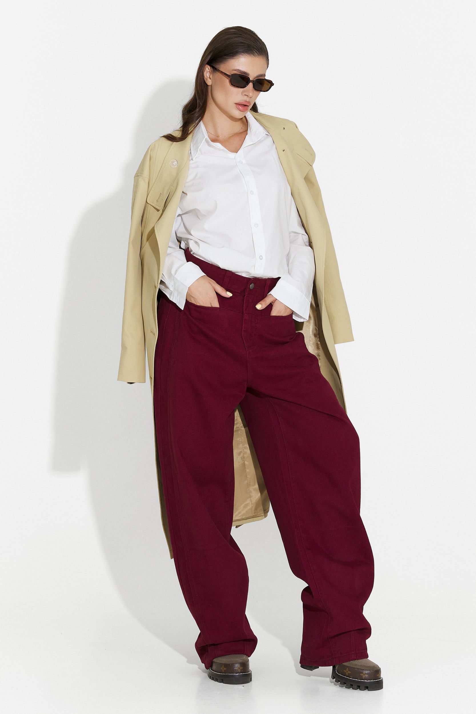 Blugi dama casual burgundy Jacklyn Bogas