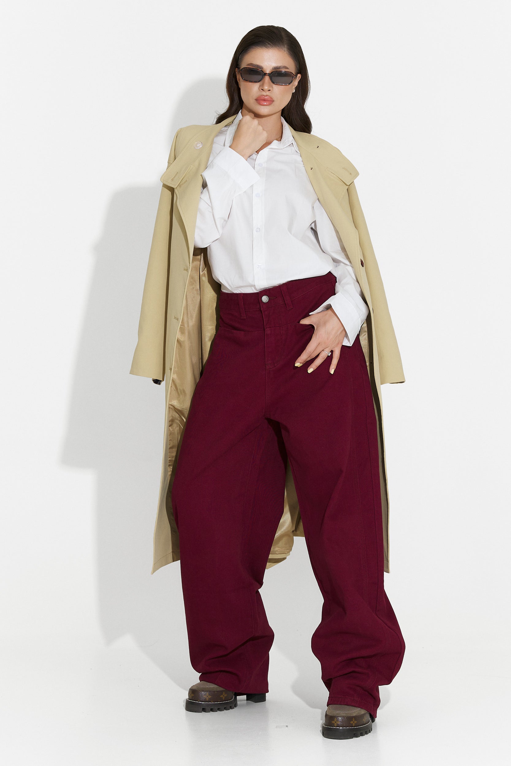 Blugi dama casual burgundy Jacklyn Bogas