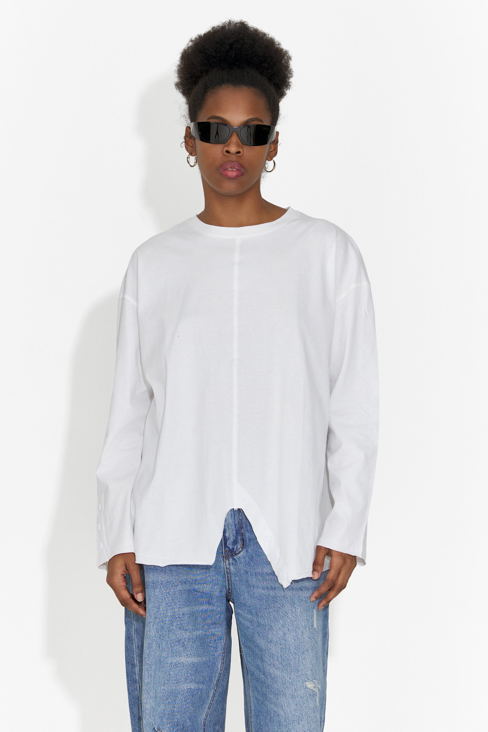 Bluza dama casual alba Chandana Bogas