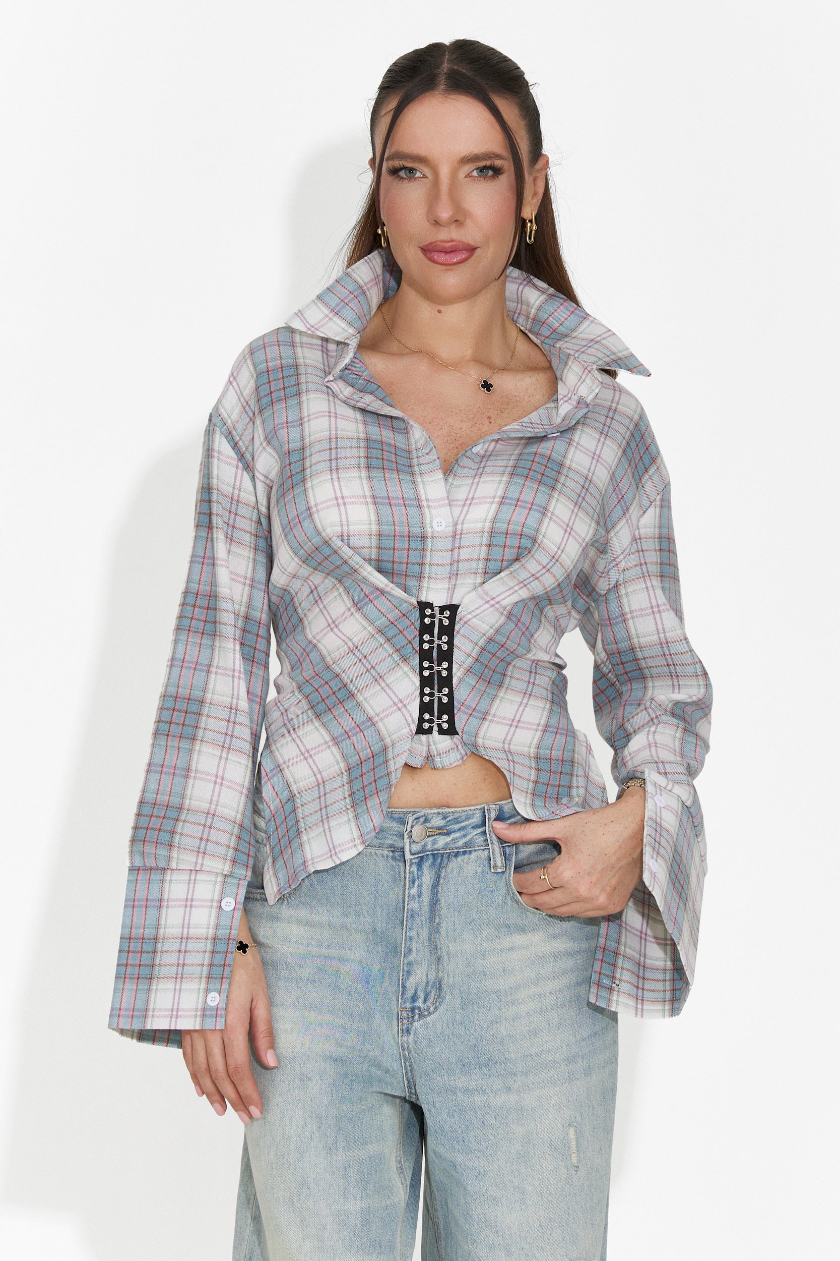 Camasa dama eleganta bleu Hermiona Bogas