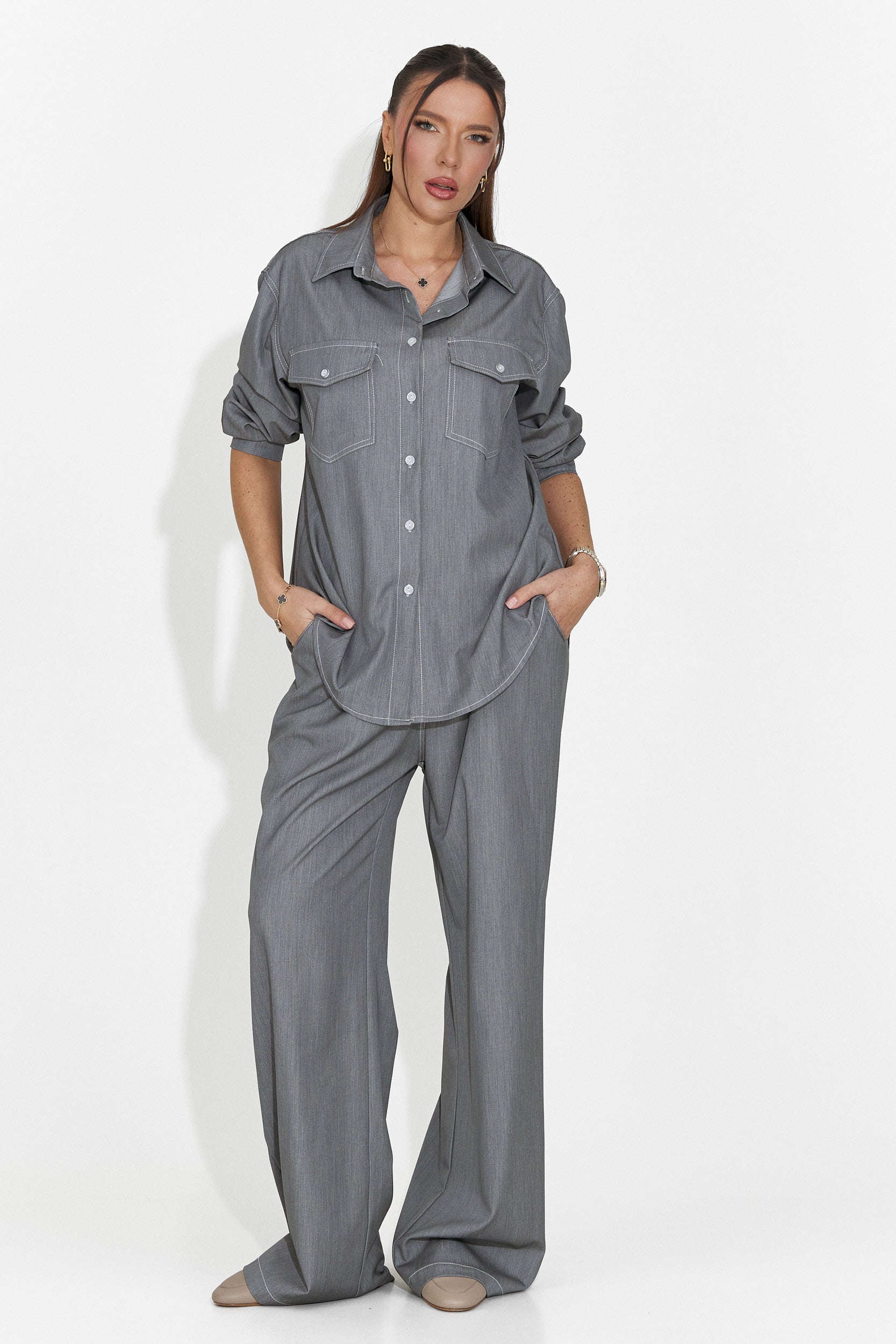 Compleu dama casual gri Zunaira Bogas