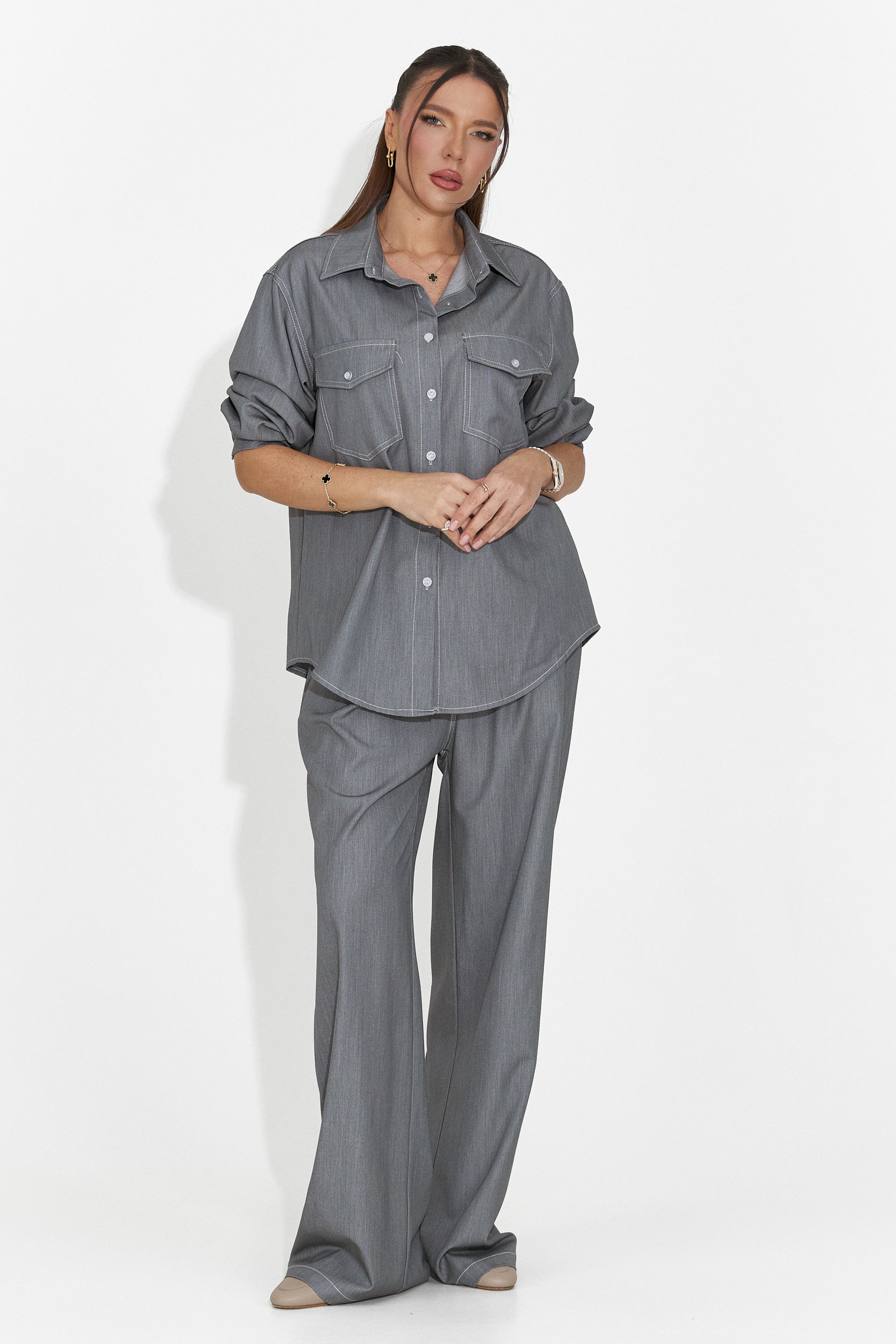 Compleu dama casual gri Zunaira Bogas