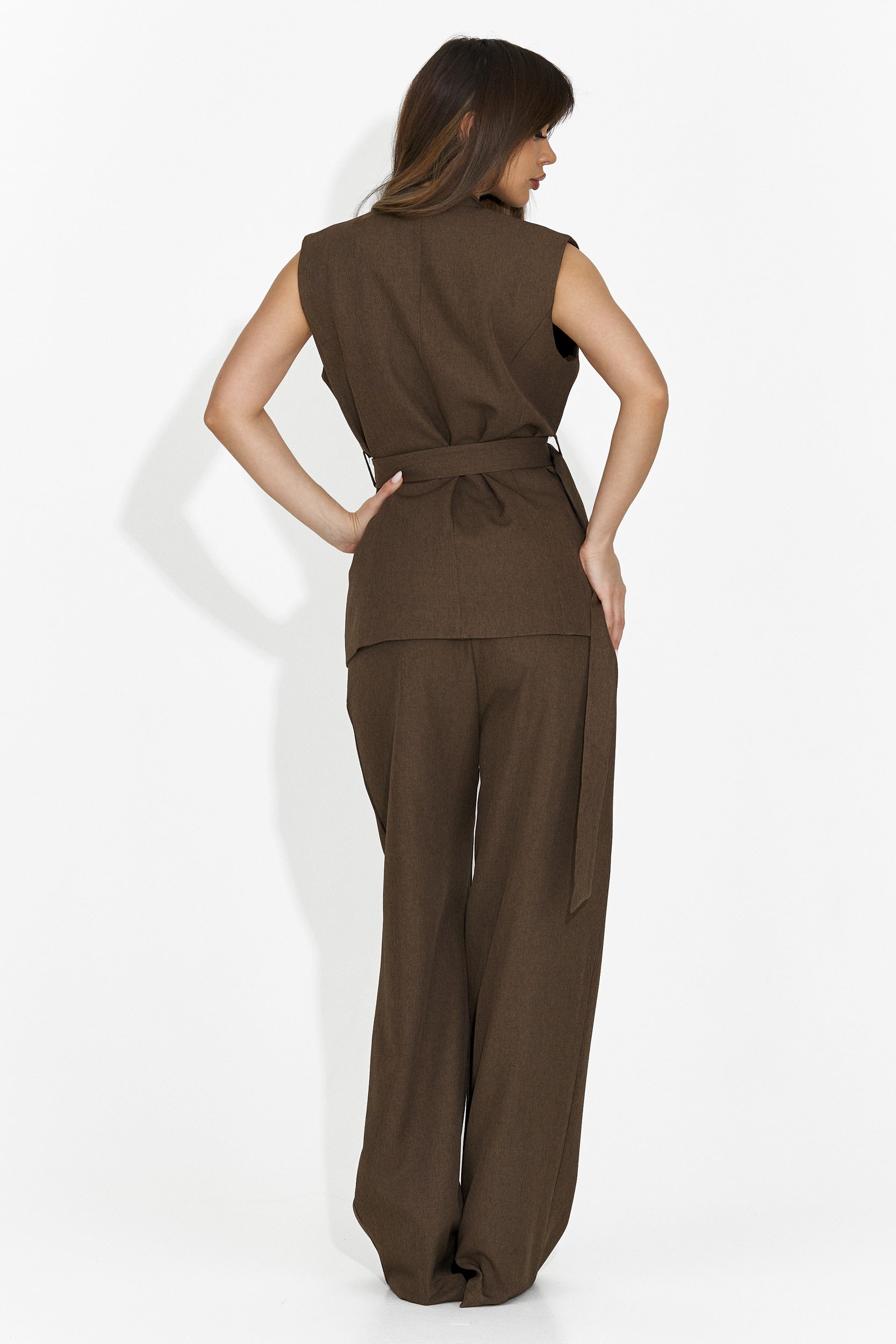 Costum dama vesta + pantaloni maro Lafora Bogas