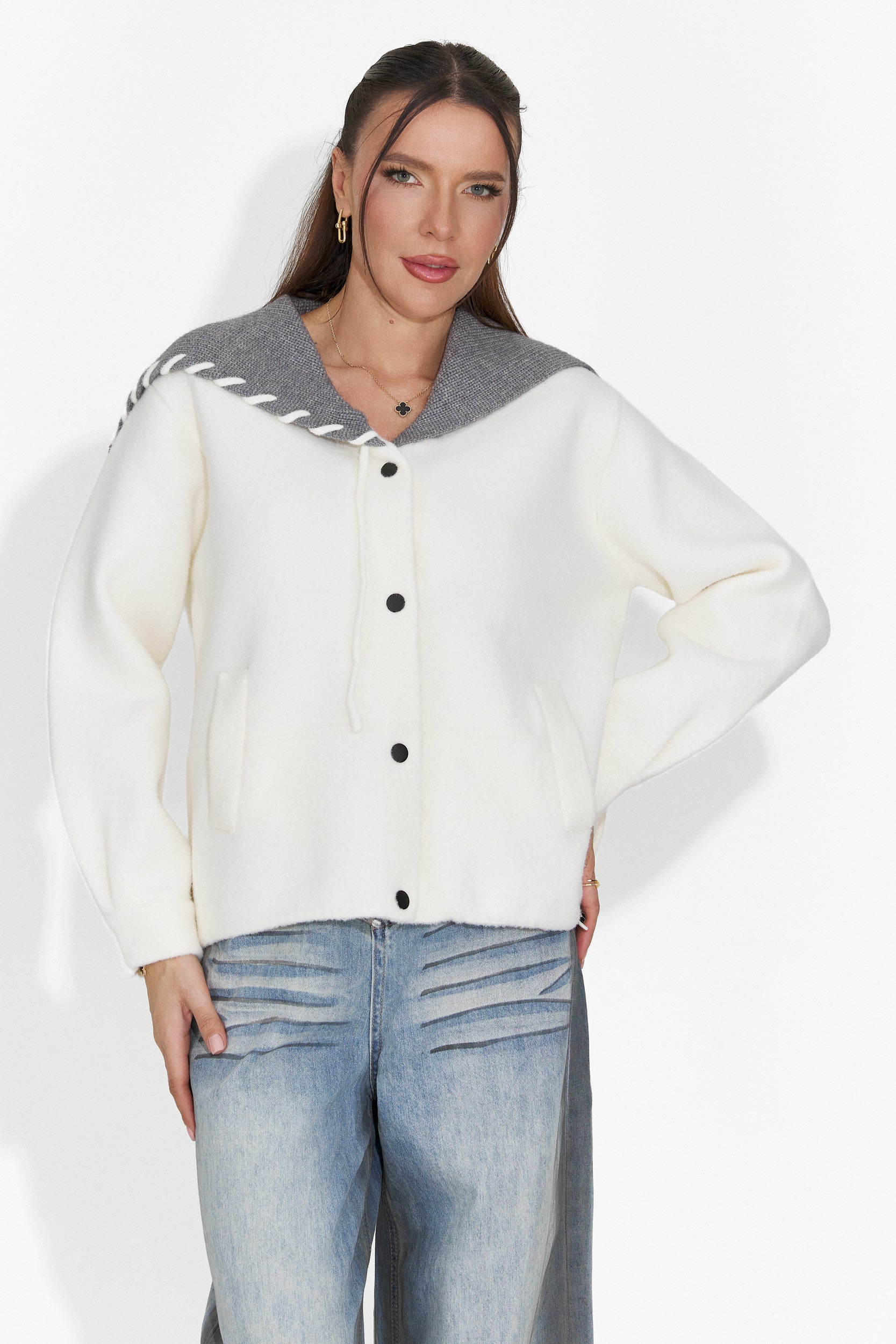 Jacheta dama eleganta crem Agapia Bogas