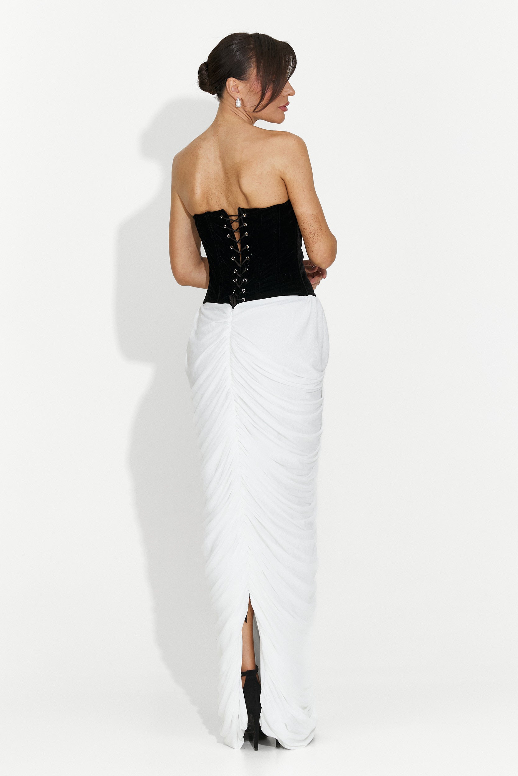 Rochie dama lunga alb negru York Bogas