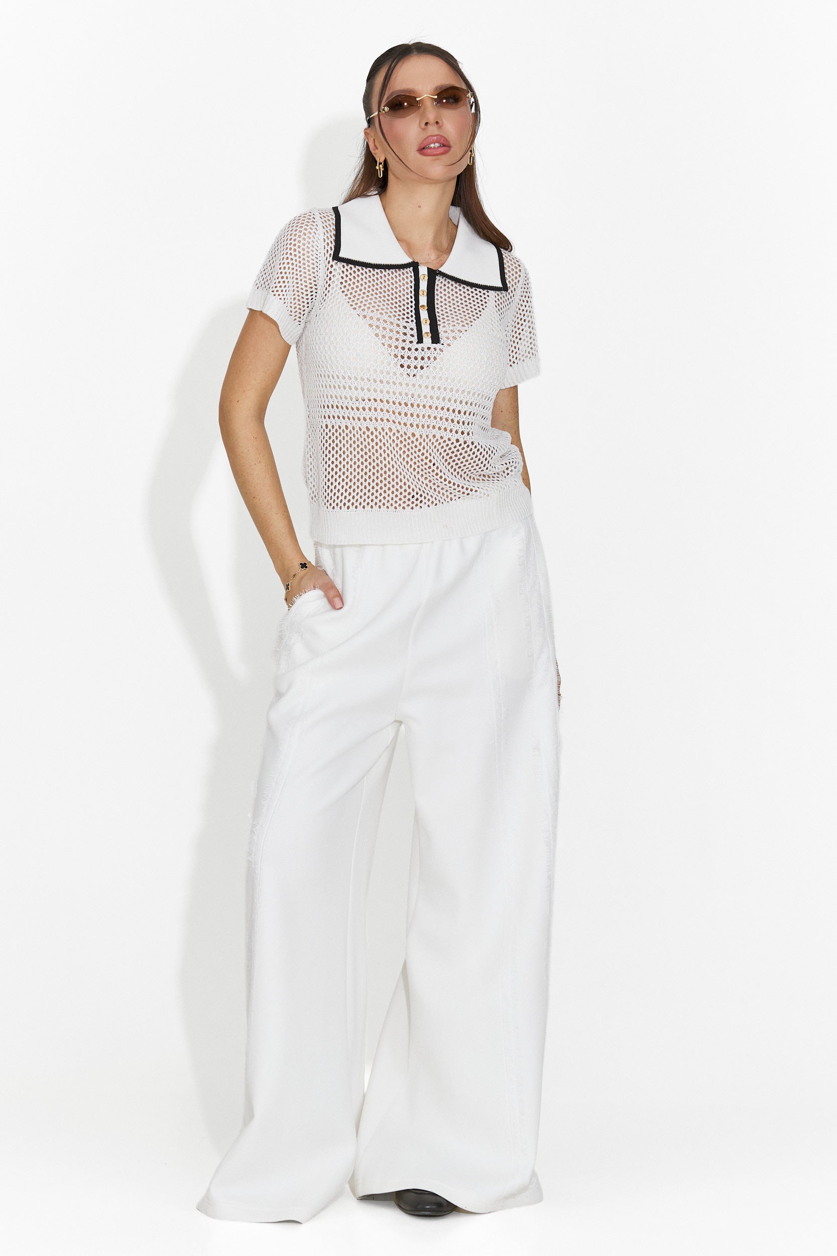 Pantaloni dama casual albi Zarania Bogas