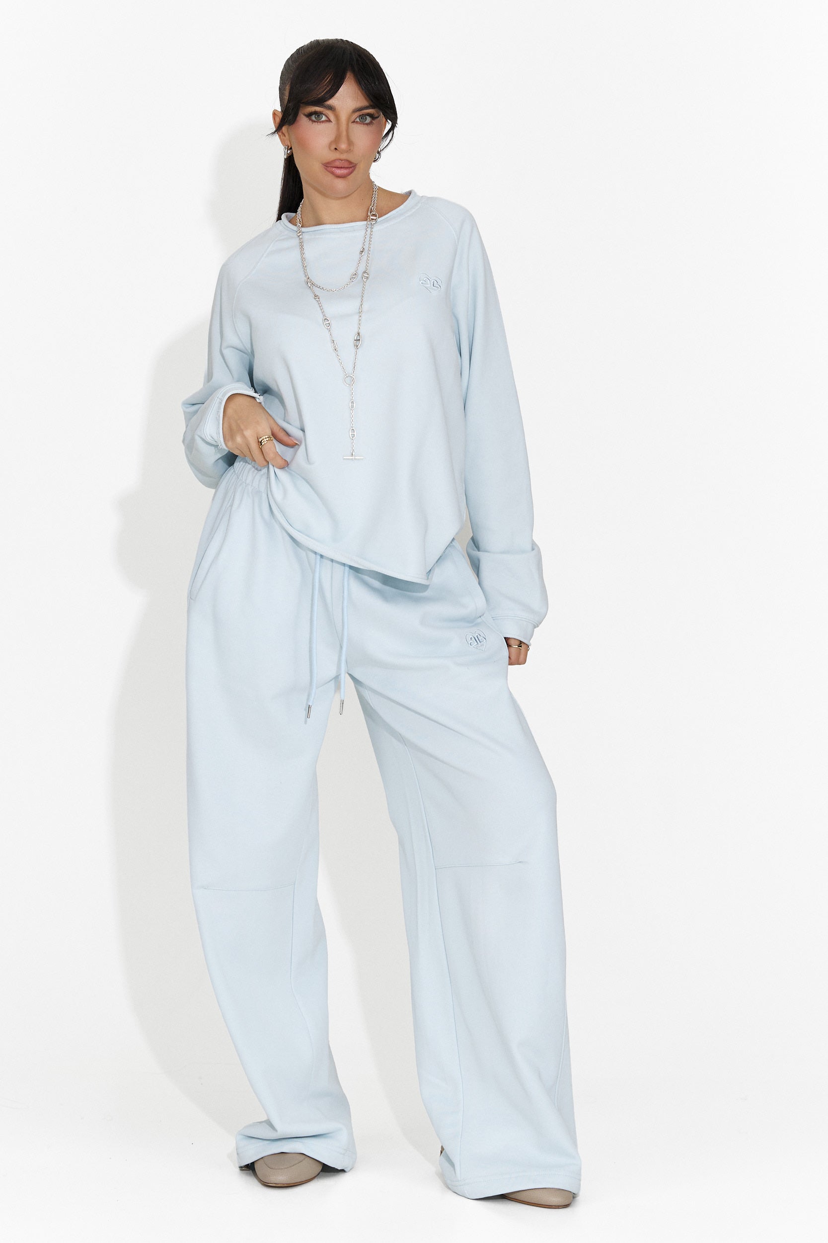 Pantaloni dama casual bleu Romela Bogas