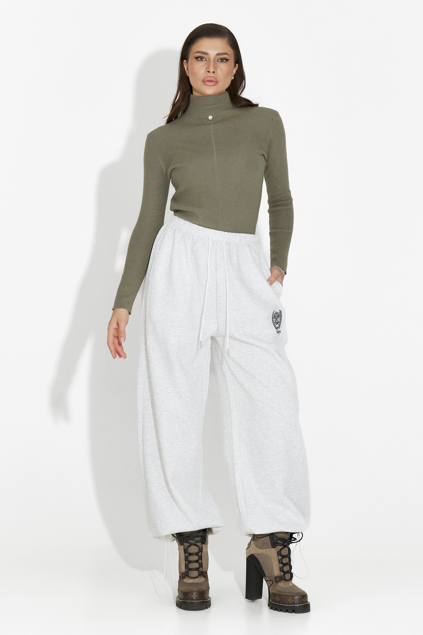 Pantaloni dama casual gri Novirene Bogas