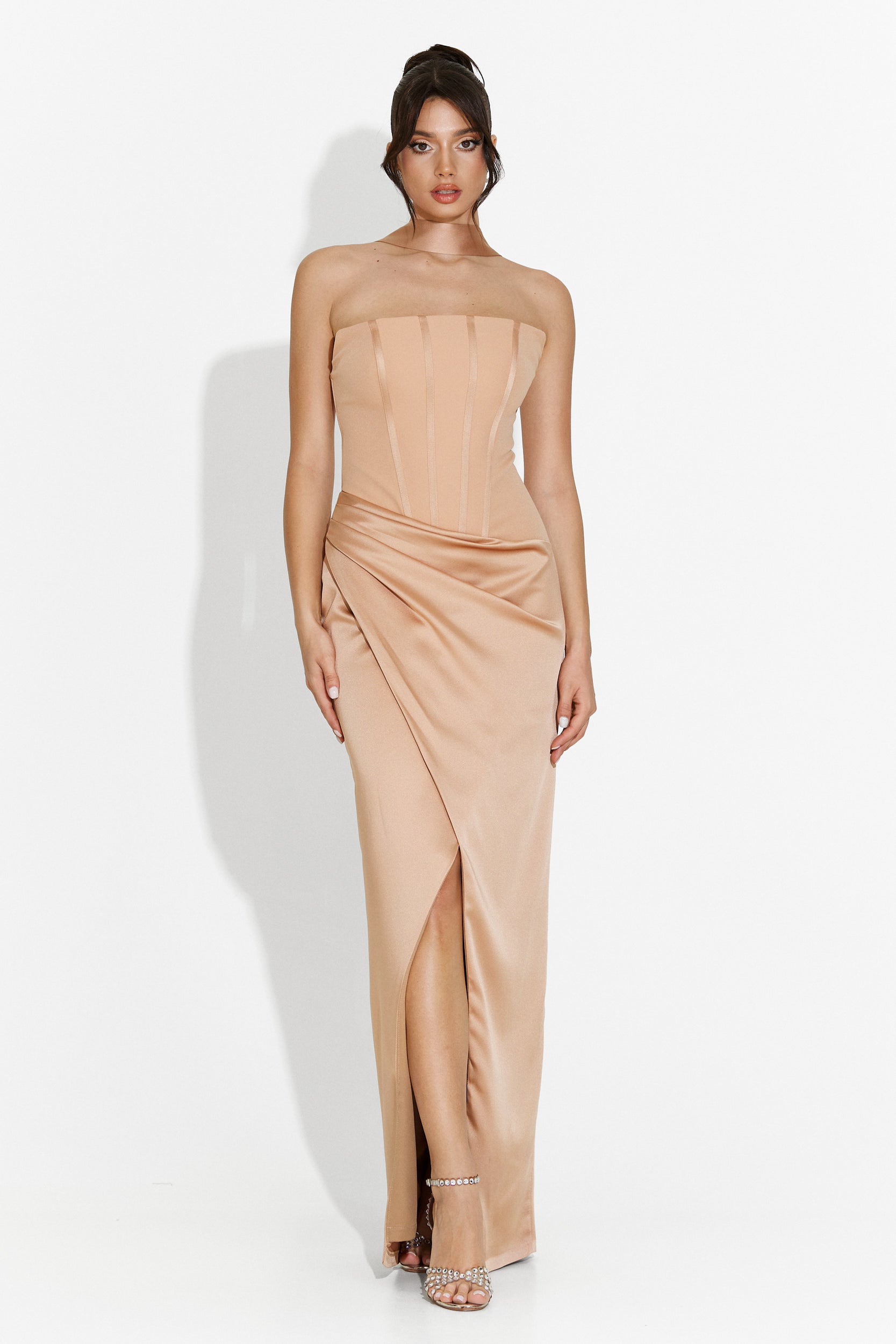 Rochie dama lunga bej Kerya Bogas