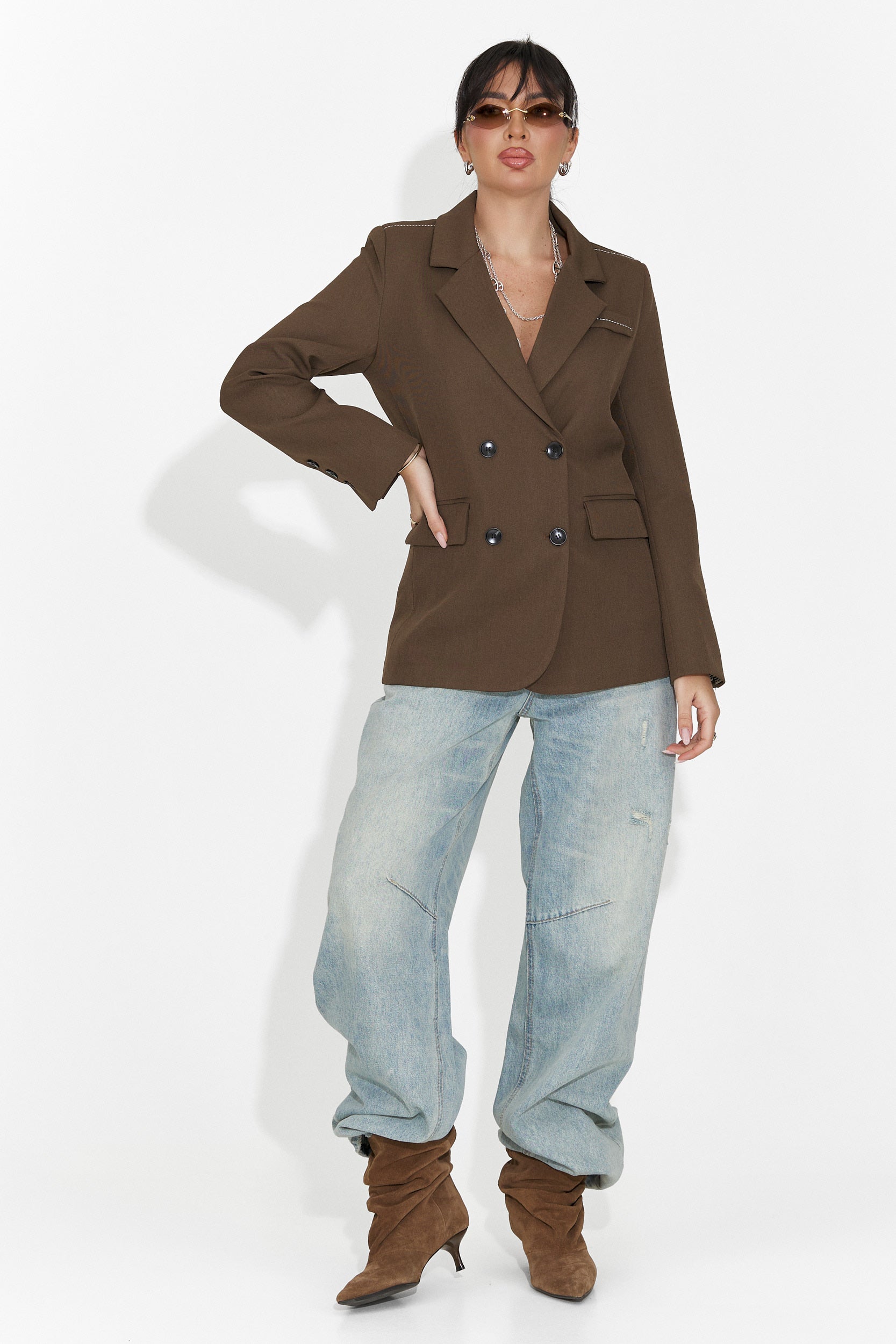 Sacou dama elegant maro Caleiaja Bogas