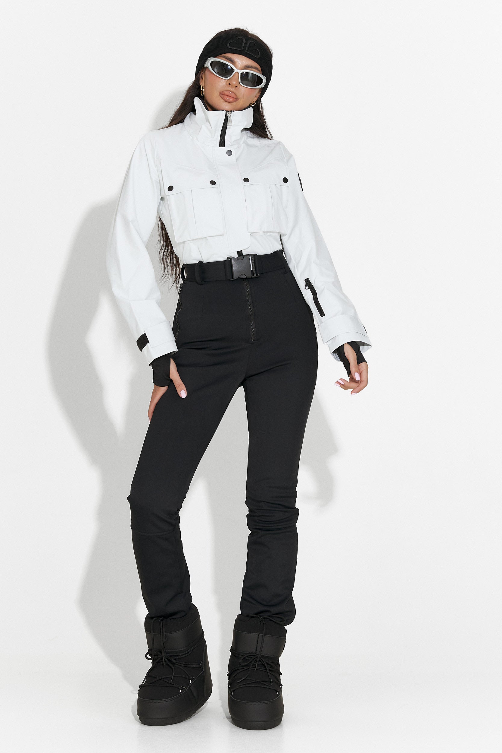 Salopeta ski casual alb negru Glorise Bogas