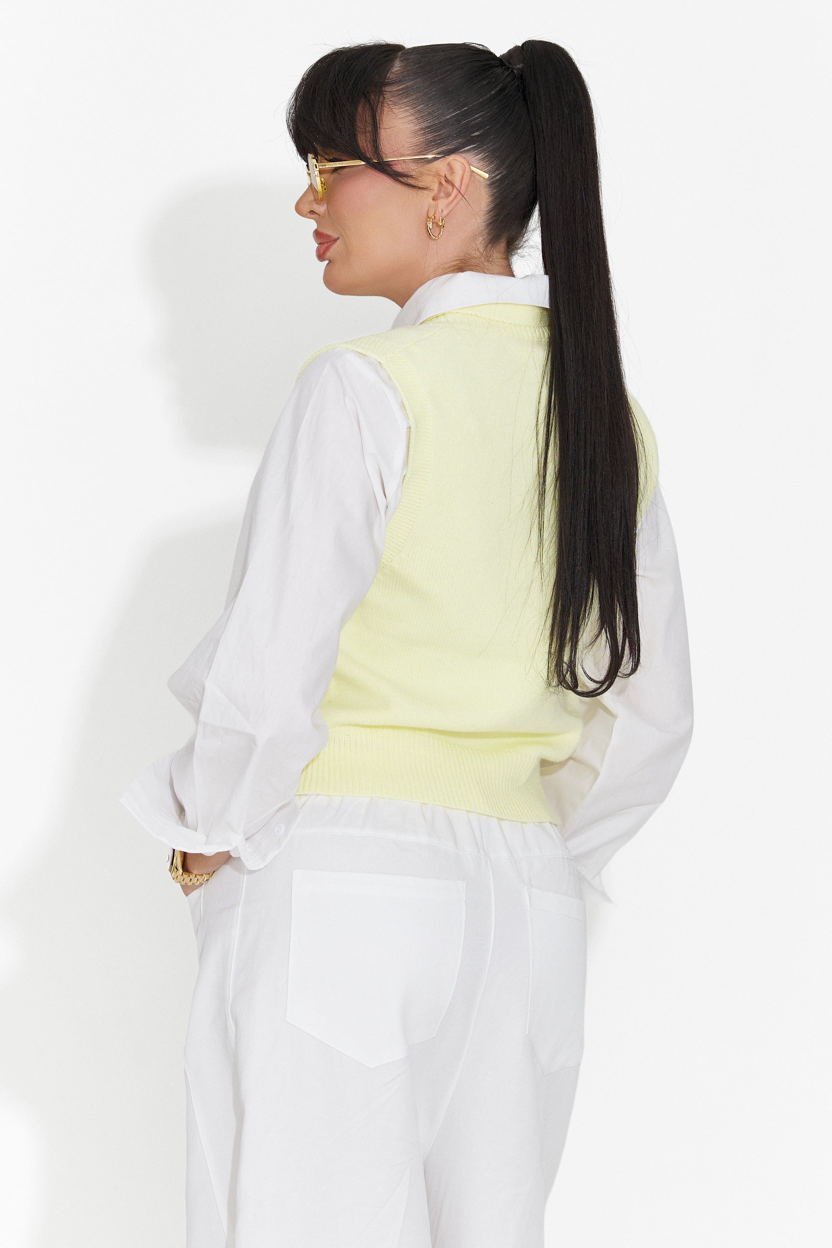 Set 3 piese camasa + vesta + cravata galben Tasiana Bogas