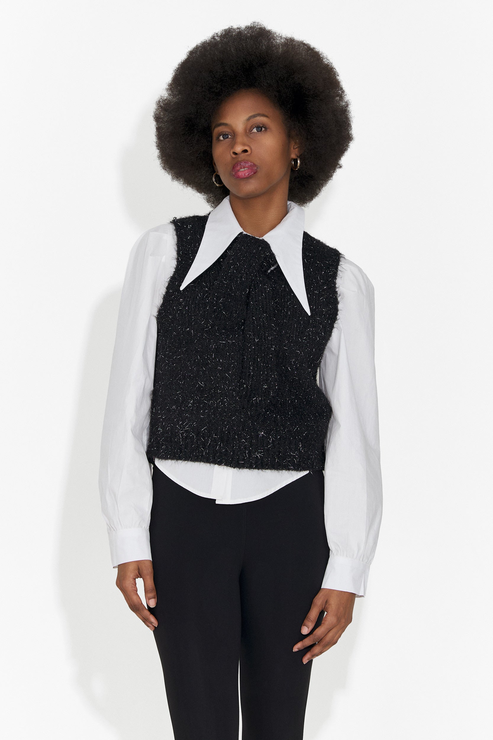 Set 3 piese camasa + vesta + cravata negru Izaura Bogas