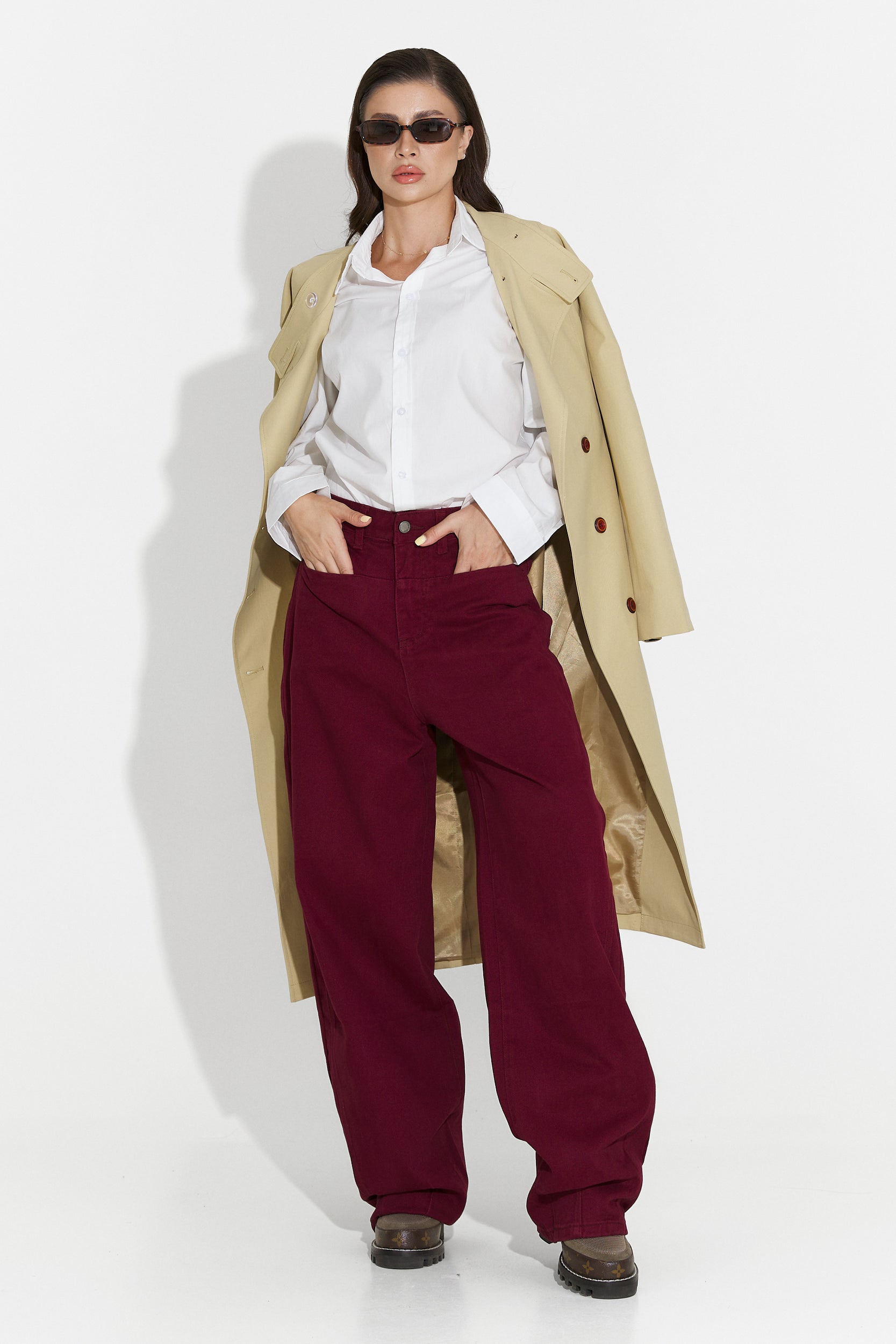 Blugi dama casual burgundy Jacklyn Bogas