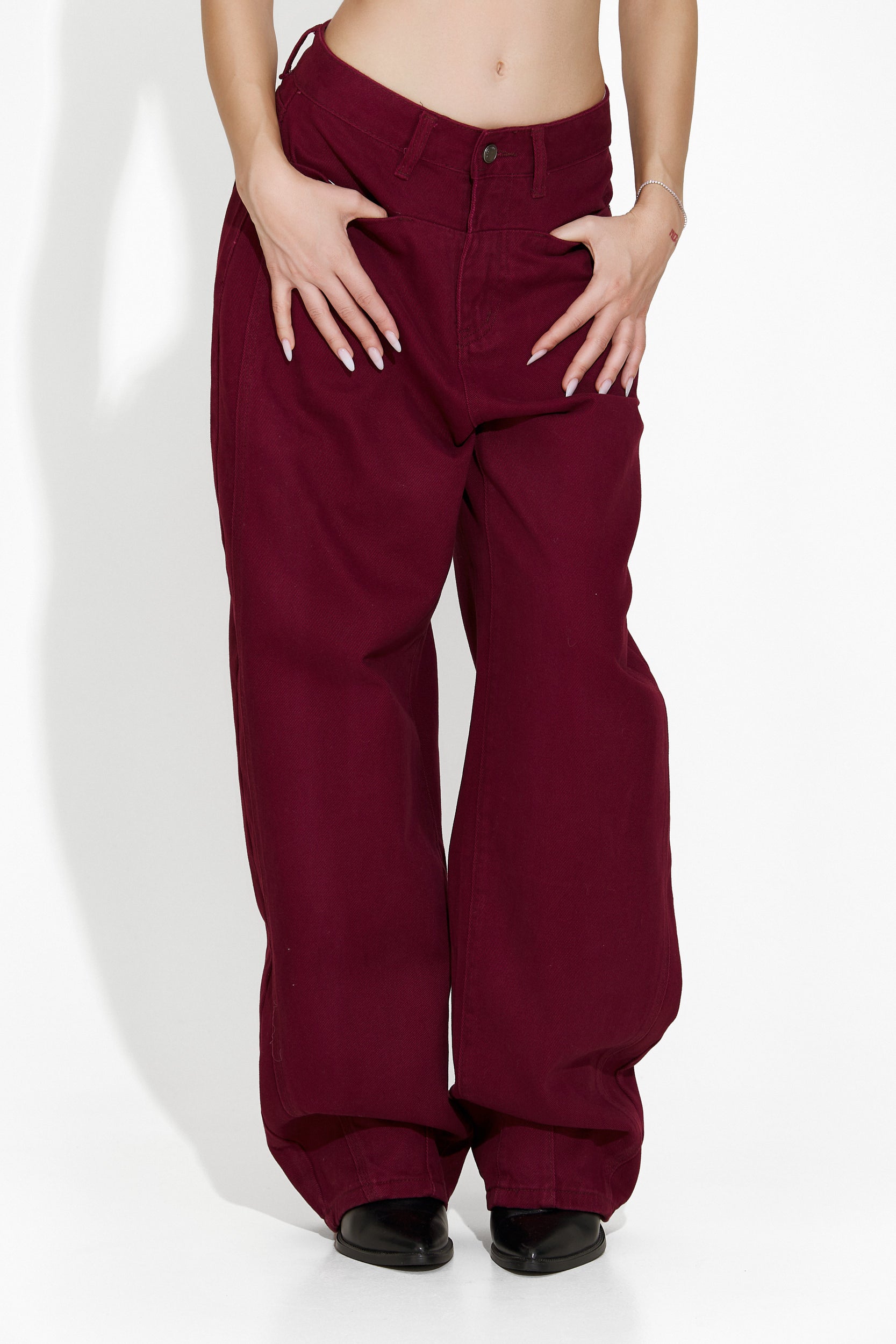 Blugi dama casual burgundy Jacklyn Bogas