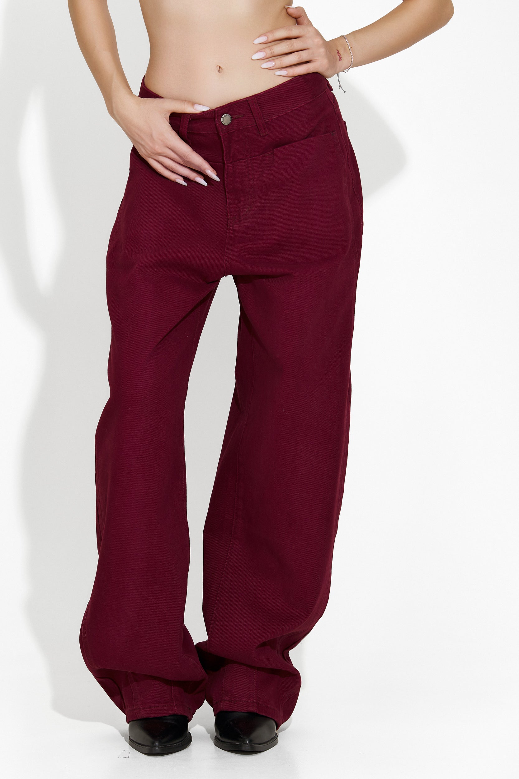 Blugi dama casual burgundy Jacklyn Bogas