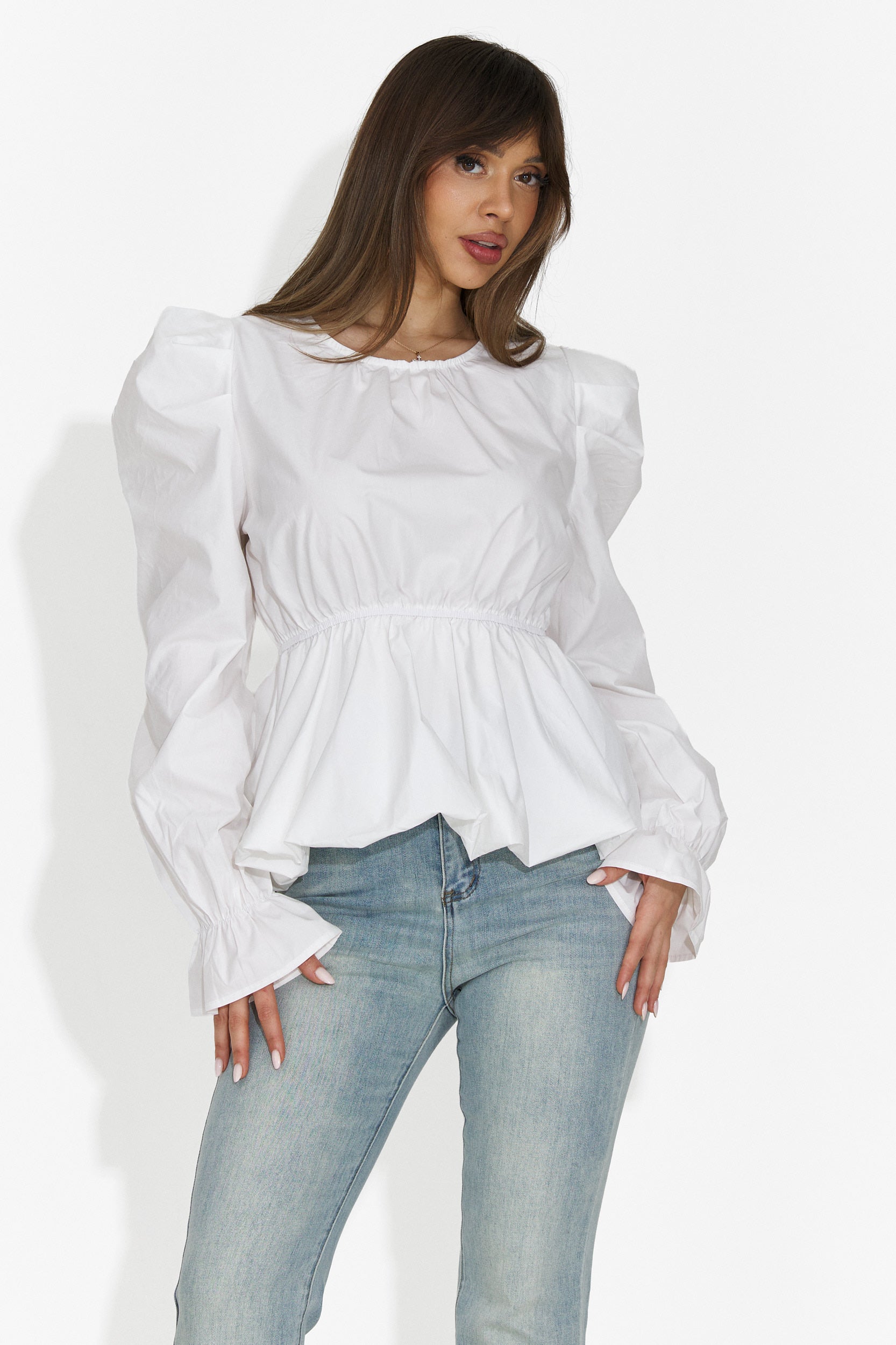 Camasa dama eleganta alba Lindalia Bogas