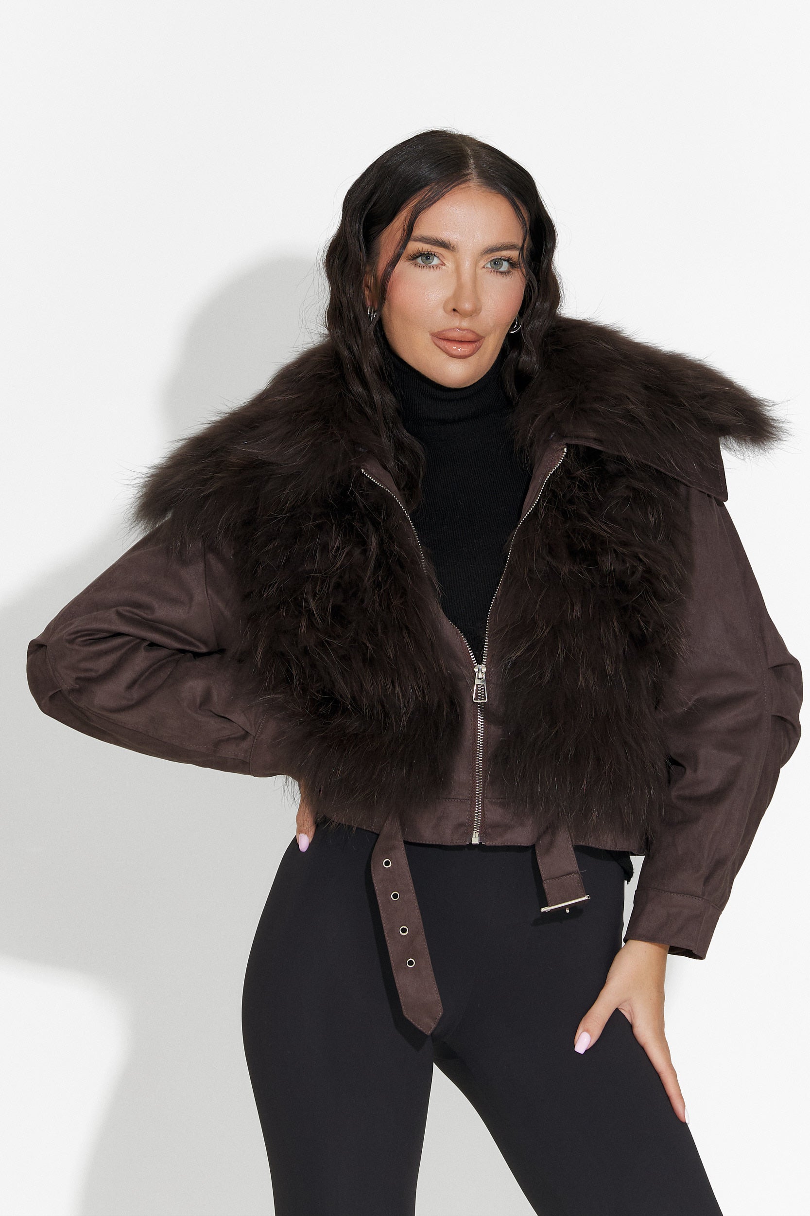 Geaca dama casual maro Dresara Bogas