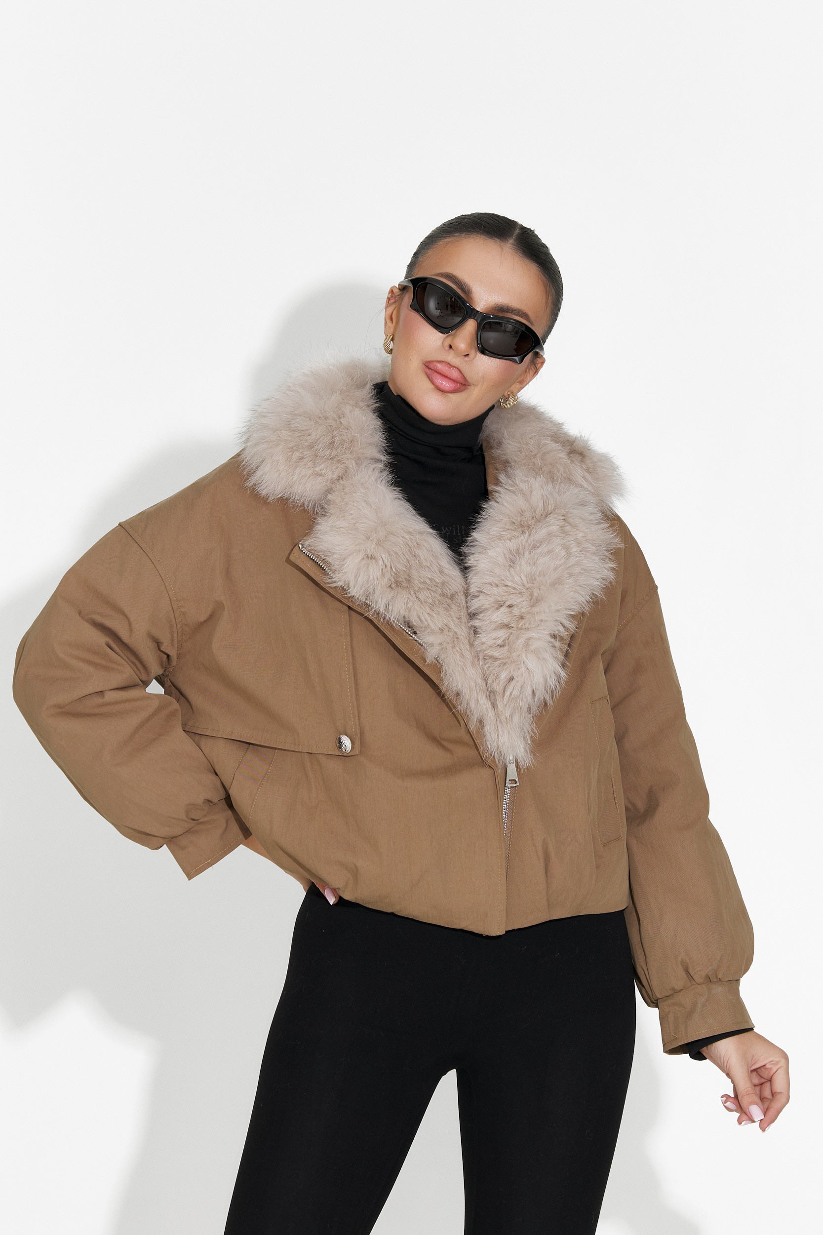 Geaca dama casual maro Eriora Bogas