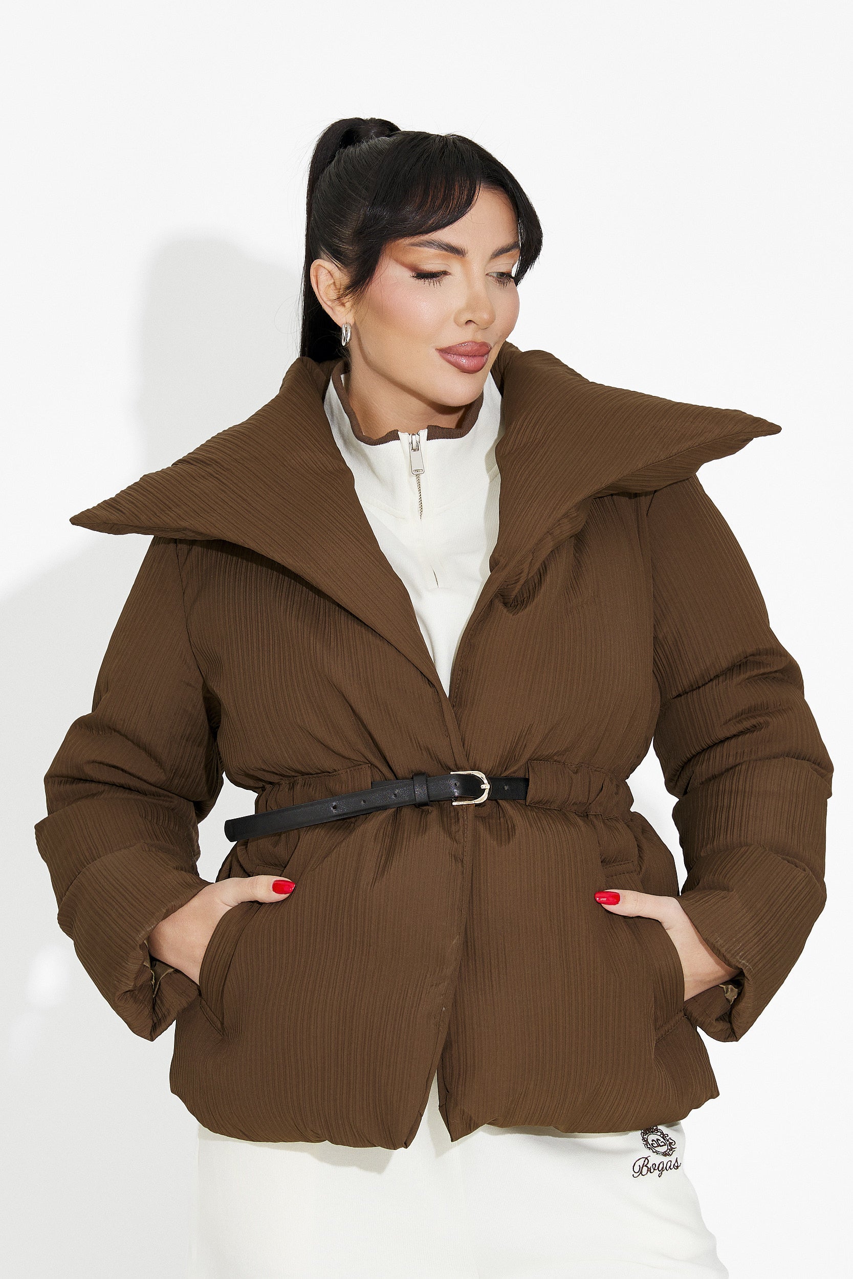 Geaca dama casual maro Kenyra Bogas