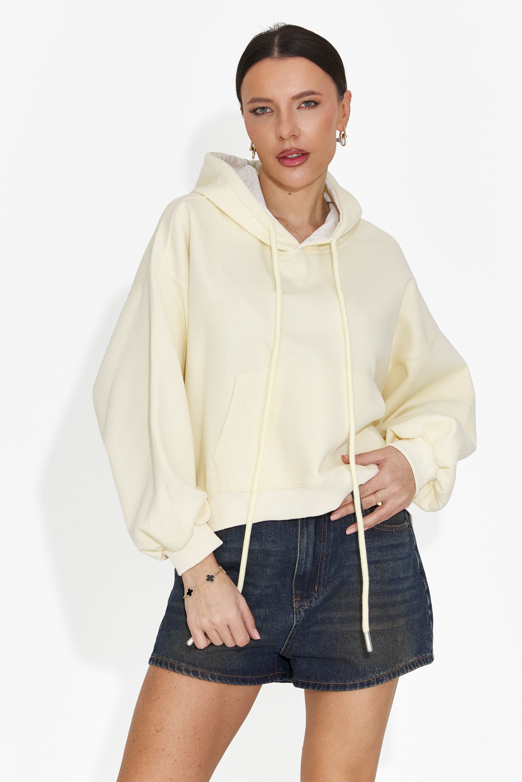 Hanorac dama casual galben Loravia Bogas