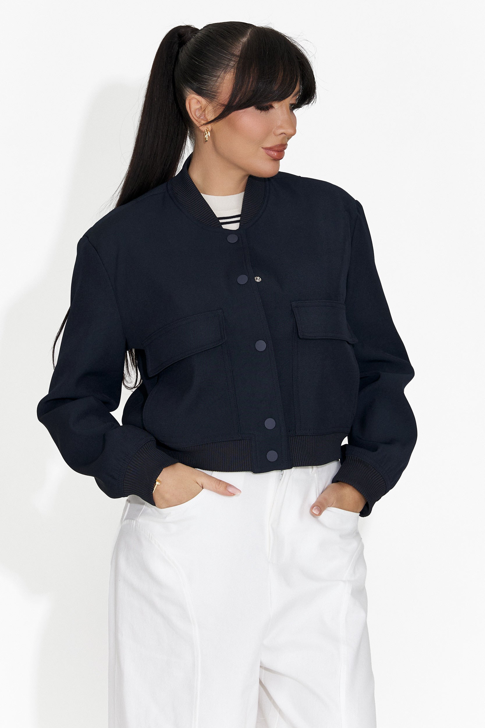 Jacheta dama casual bleumarin Cataleia Bogas