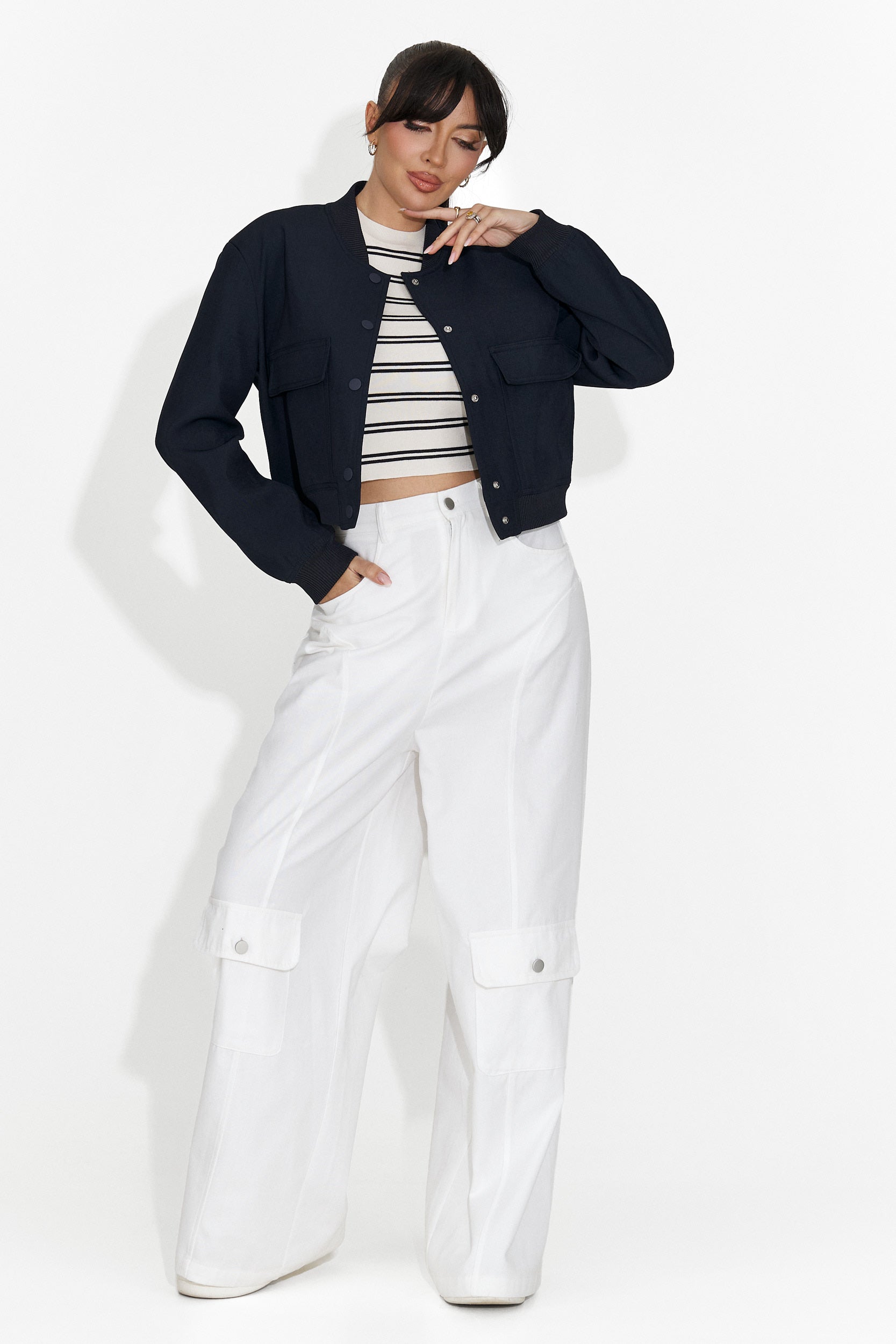 Jacheta dama casual bleumarin Cataleia Bogas