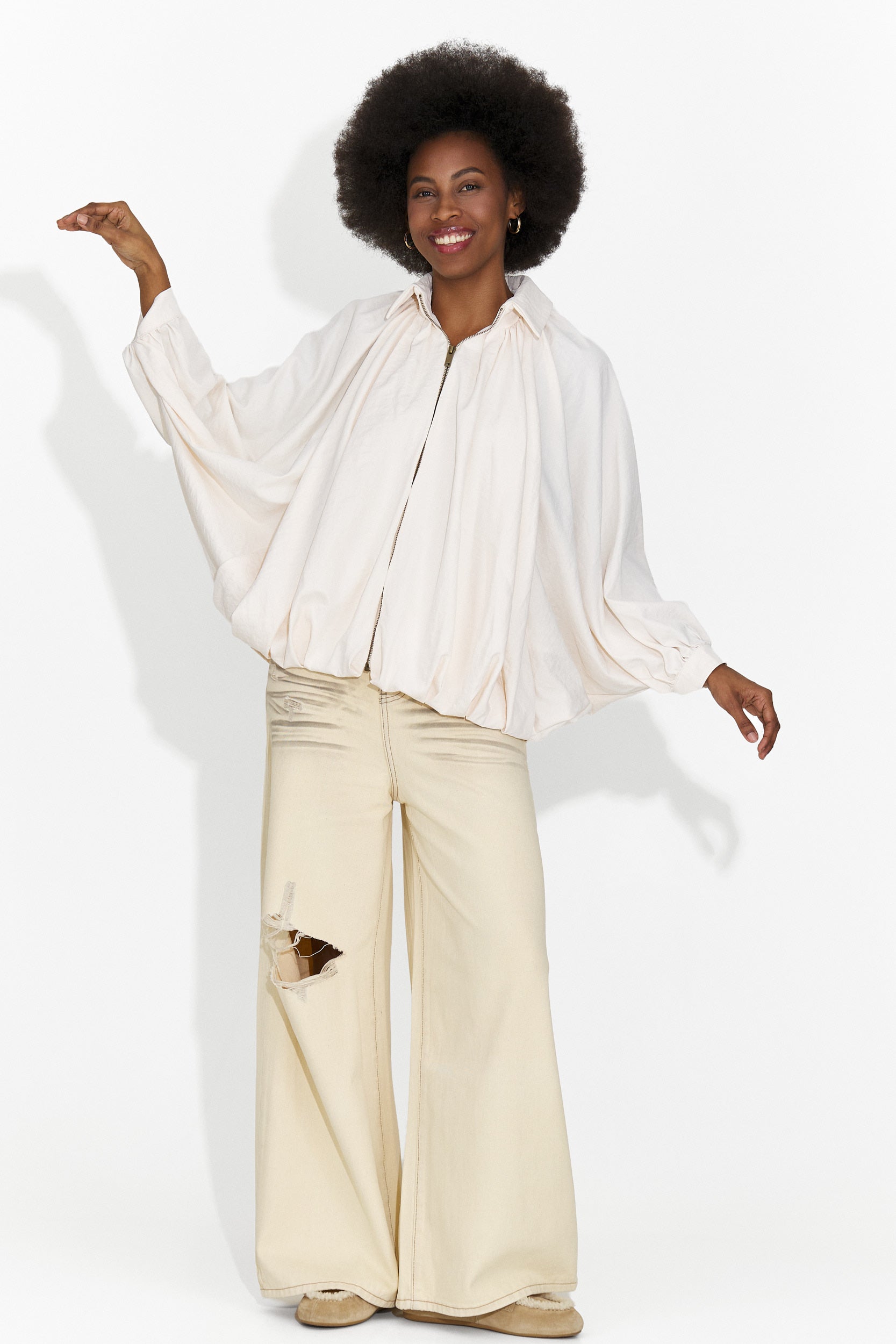 Jacheta dama casual crem Yasminia Bogas