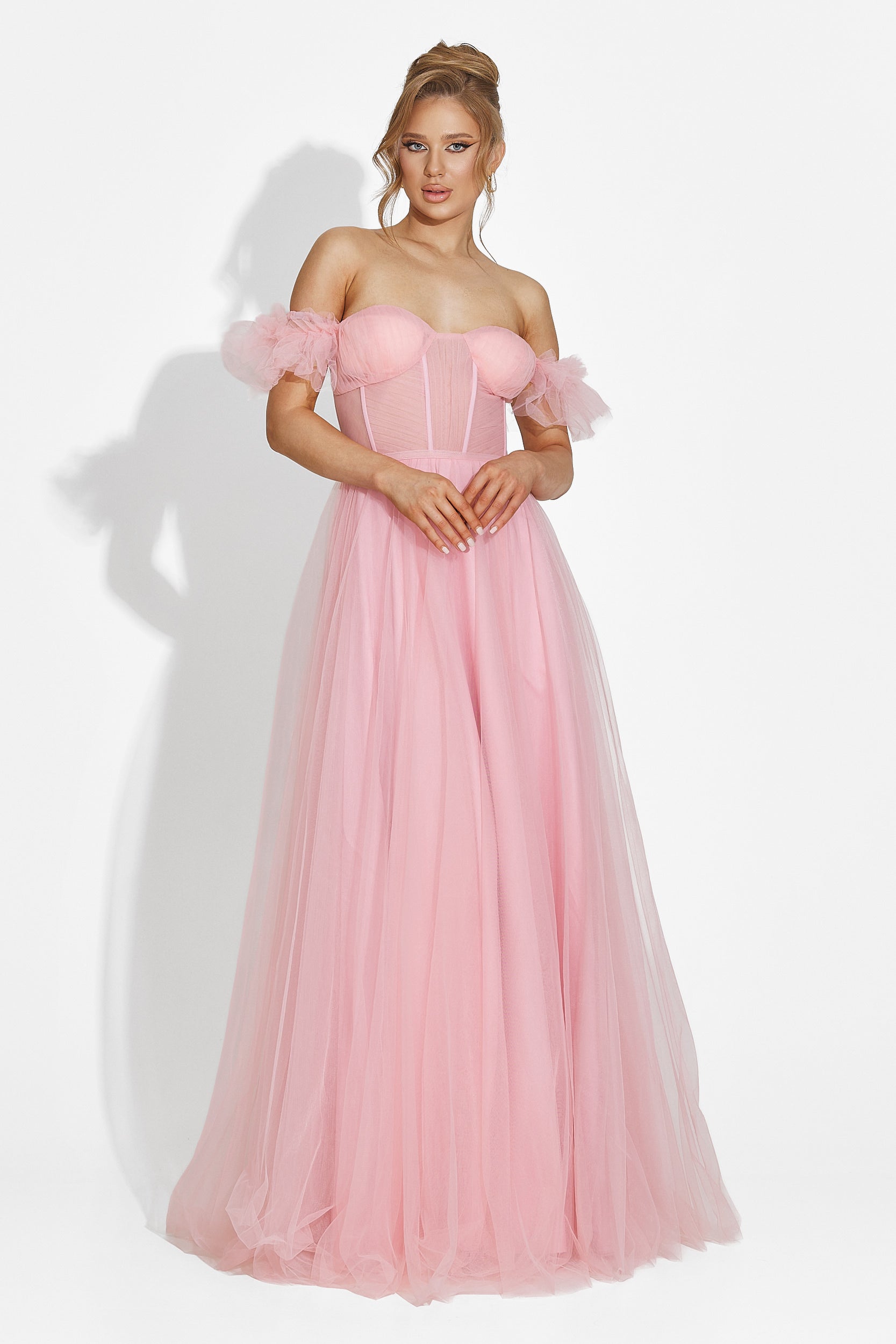 Rochie dama lunga roz Janiece Bogas