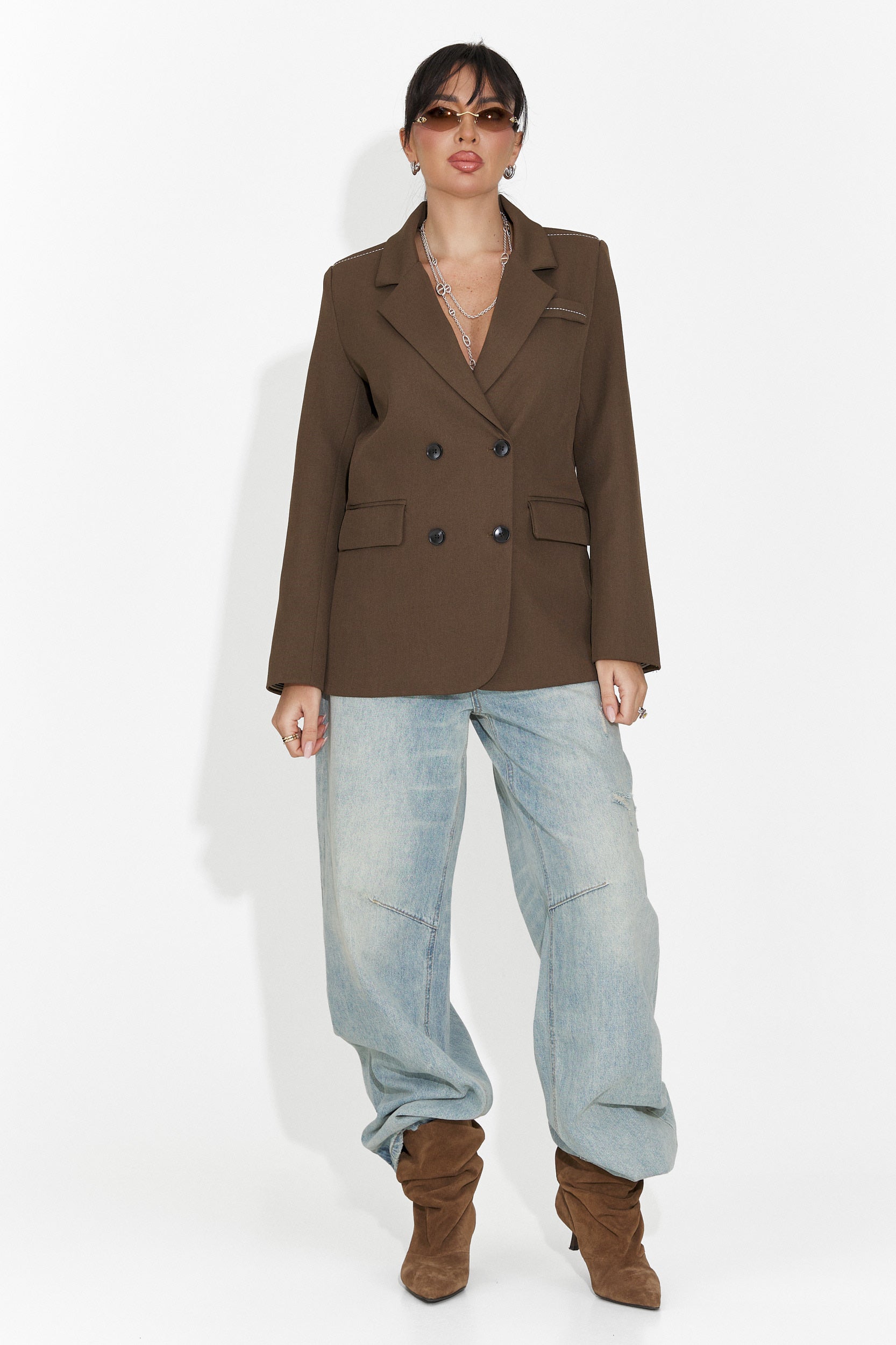 Sacou dama elegant maro Caleiaja Bogas