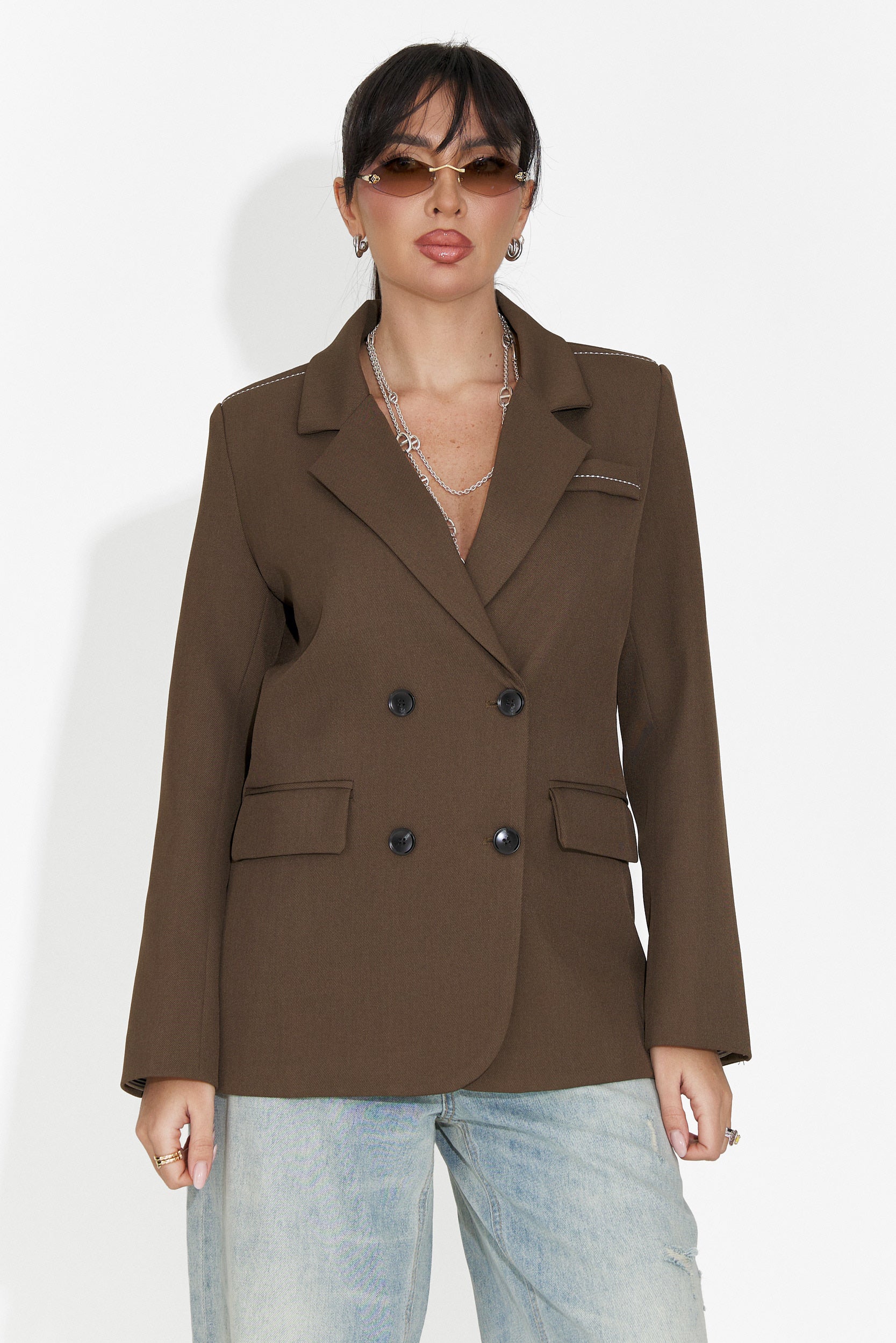 Sacou dama elegant maro Caleiaja Bogas