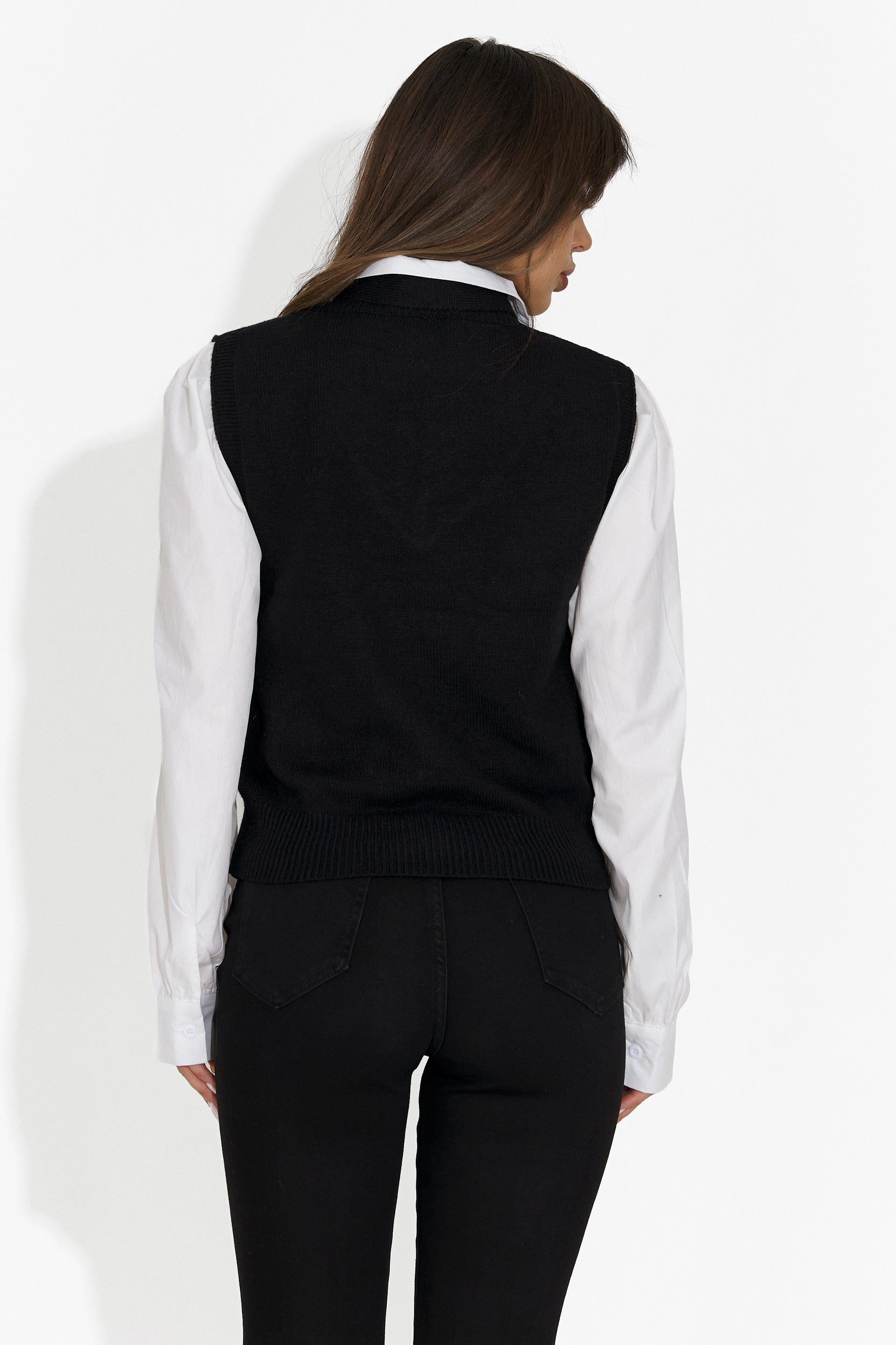 Set dama 3 piese camasa + vesta + cravata neagra Ofeliana Bogas